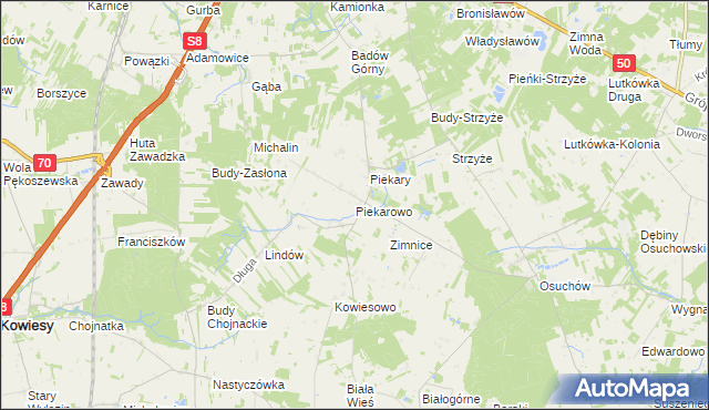 mapa Piekarowo, Piekarowo na mapie Targeo