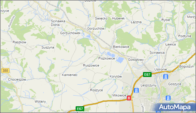 mapa Piszkowice, Piszkowice na mapie Targeo