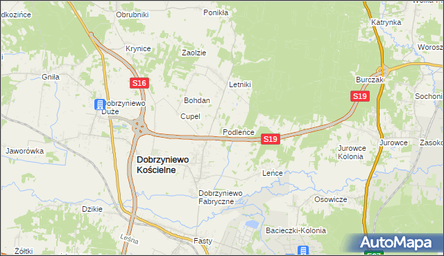 mapa Podleńce, Podleńce na mapie Targeo