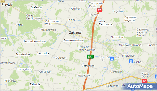 mapa Podlesie Mleczkowskie, Podlesie Mleczkowskie na mapie Targeo
