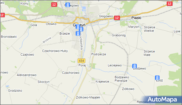 mapa Podrzecze gmina Piaski, Podrzecze gmina Piaski na mapie Targeo