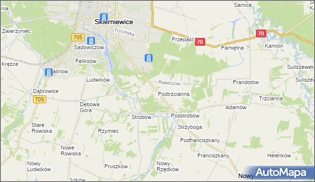 mapa Podtrzcianna, Podtrzcianna na mapie Targeo