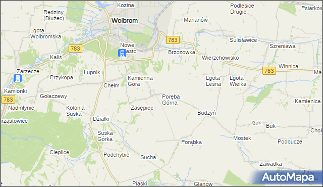 mapa Poręba Górna, Poręba Górna na mapie Targeo