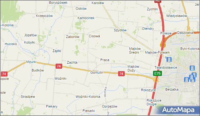 mapa Praca, Praca na mapie Targeo