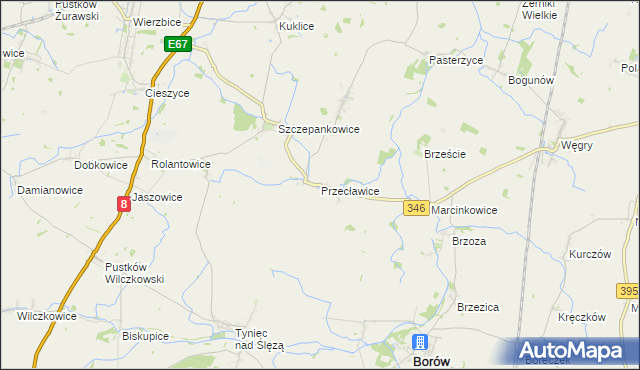 mapa Przecławice gmina Żórawina, Przecławice gmina Żórawina na mapie Targeo