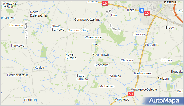 mapa Przemkowo gmina Dzierzążnia, Przemkowo gmina Dzierzążnia na mapie Targeo