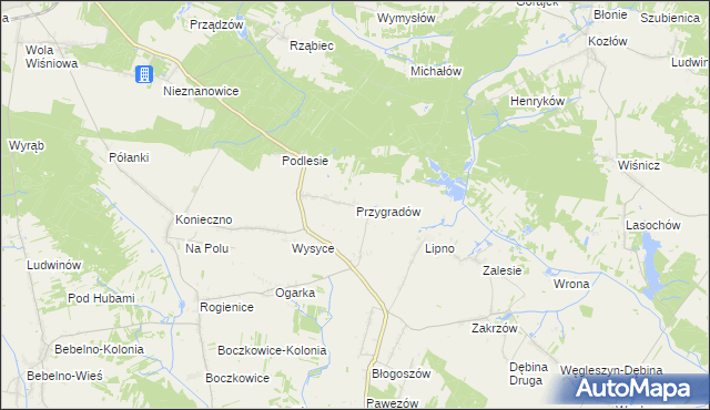 mapa Przygradów, Przygradów na mapie Targeo