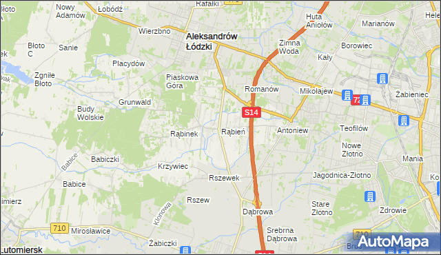 mapa Rąbień, Rąbień na mapie Targeo