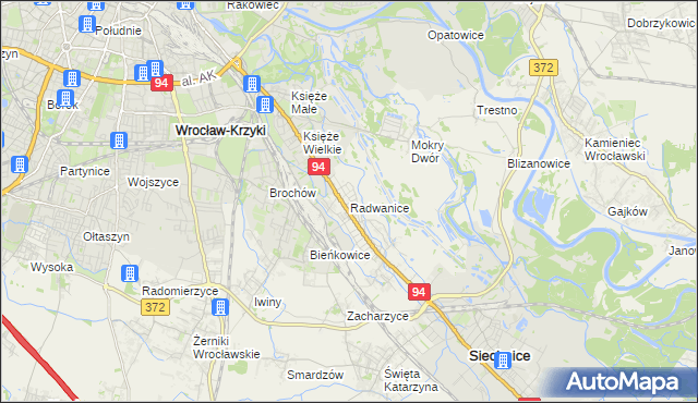 mapa Radwanice gmina Siechnice, Radwanice gmina Siechnice na mapie Targeo