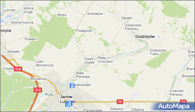 mapa Rataj Ordynacki, Rataj Ordynacki na mapie Targeo