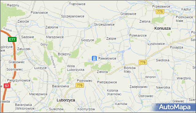mapa Rawałowice, Rawałowice na mapie Targeo