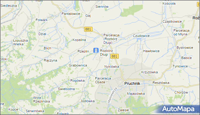 mapa Rozbórz Okrągły, Rozbórz Okrągły na mapie Targeo