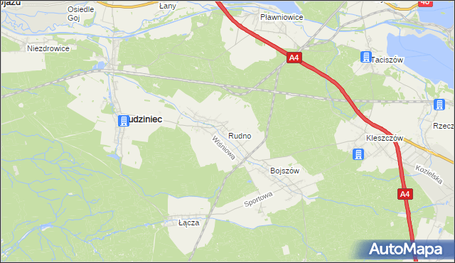 mapa Rudno gmina Rudziniec, Rudno gmina Rudziniec na mapie Targeo