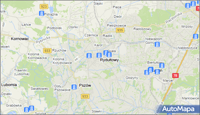 mapa Rydułtowy, Rydułtowy na mapie Targeo