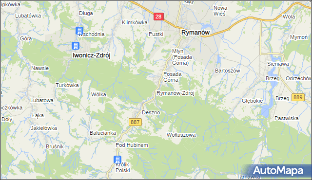 mapa Rymanów-Zdrój, Rymanów-Zdrój na mapie Targeo