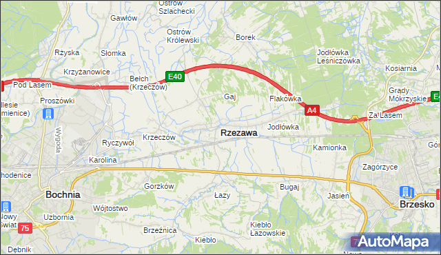 mapa Rzezawa, Rzezawa na mapie Targeo