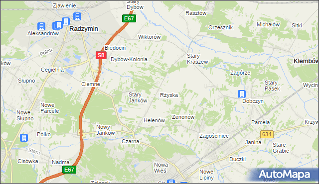 mapa Rżyska, Rżyska na mapie Targeo