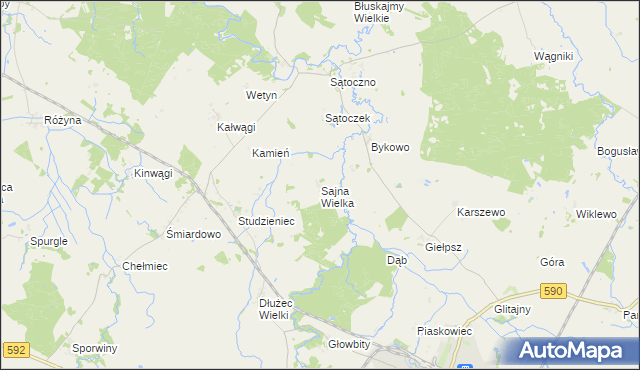 mapa Sajna Wielka, Sajna Wielka na mapie Targeo