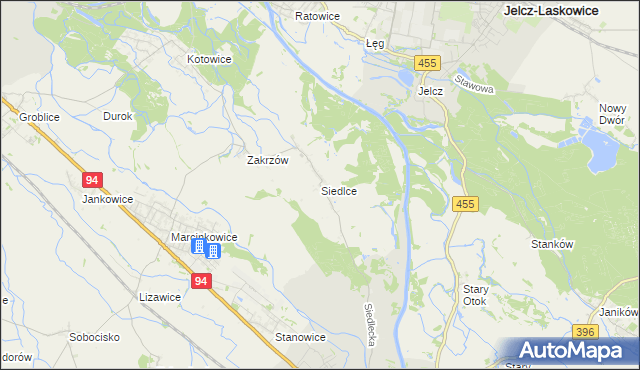 mapa Siedlce gmina Oława, Siedlce gmina Oława na mapie Targeo