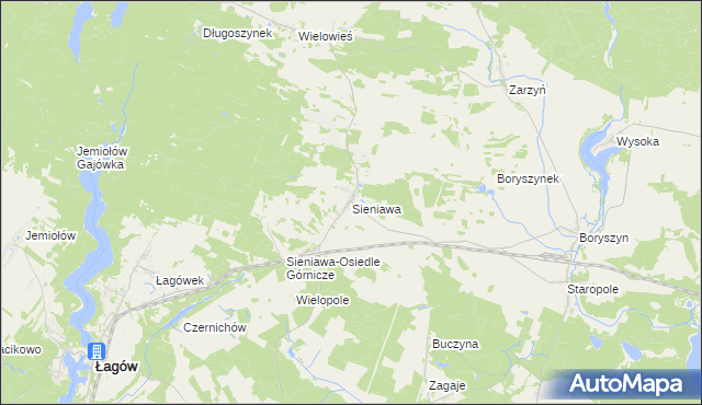 mapa Sieniawa gmina Łagów, Sieniawa gmina Łagów na mapie Targeo