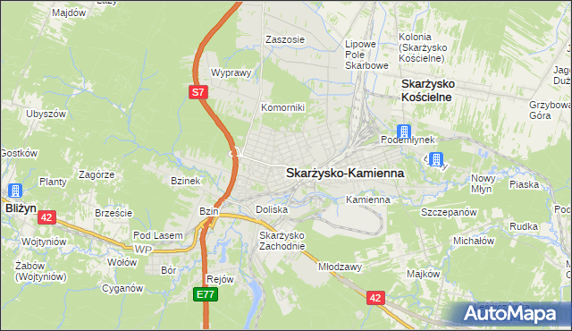 mapa Skarżysko-Kamienna, Skarżysko-Kamienna na mapie Targeo