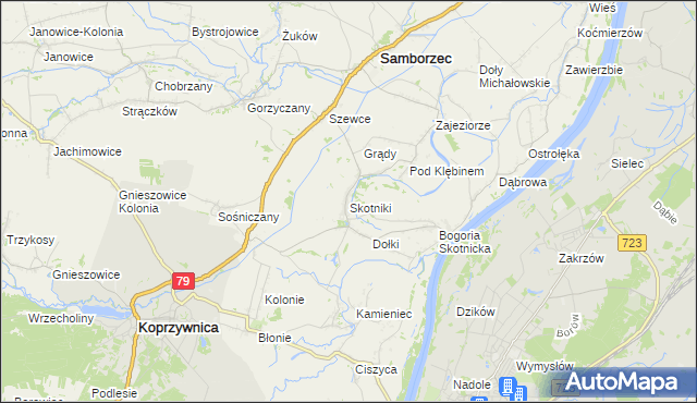 mapa Skotniki gmina Samborzec, Skotniki gmina Samborzec na mapie Targeo