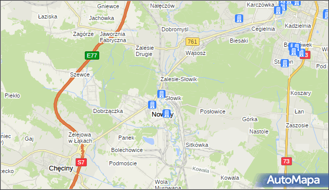 mapa Słowik gmina Sitkówka-Nowiny, Słowik gmina Sitkówka-Nowiny na mapie Targeo