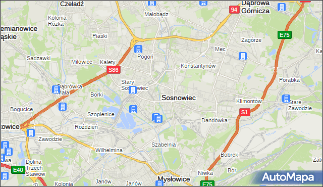 mapa Sosnowca, Sosnowiec na mapie Targeo
