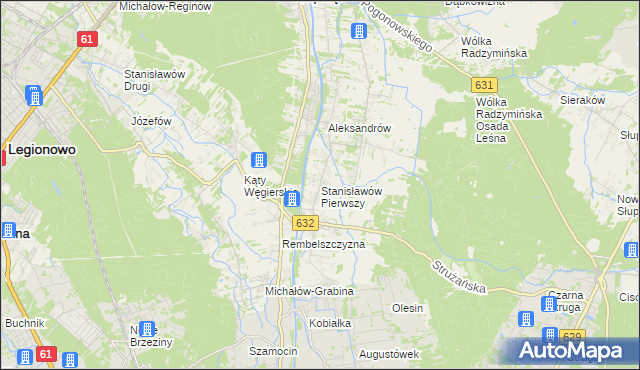 mapa Stanisławów Pierwszy gmina Nieporęt, Stanisławów Pierwszy gmina Nieporęt na mapie Targeo