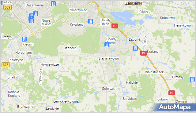 mapa Stanisławowo gmina Juchnowiec Kościelny, Stanisławowo gmina Juchnowiec Kościelny na mapie Targeo