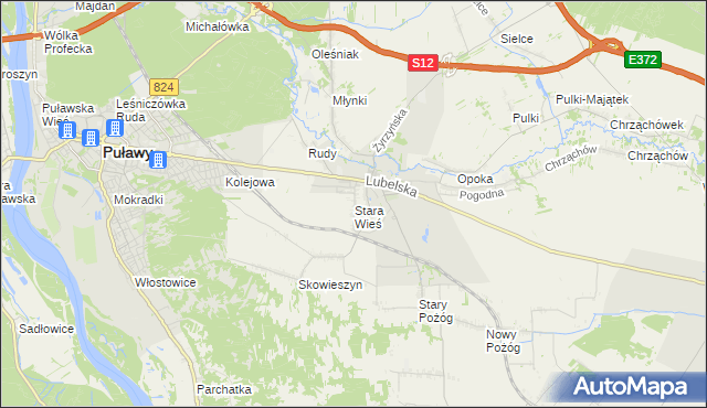 mapa Stara Wieś gmina Końskowola, Stara Wieś gmina Końskowola na mapie Targeo