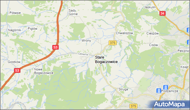 mapa Stare Bogaczowice, Stare Bogaczowice na mapie Targeo