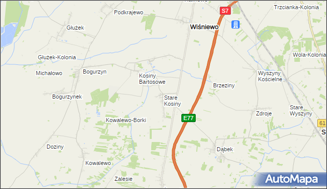 mapa Stare Kosiny, Stare Kosiny na mapie Targeo