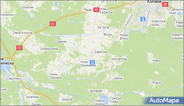 mapa Stary Dziebałtów, Stary Dziebałtów na mapie Targeo