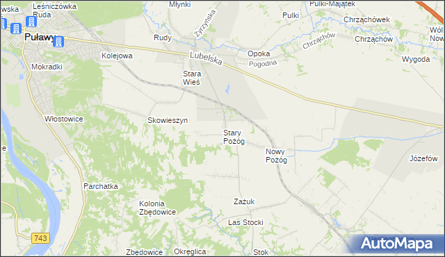 mapa Stary Pożóg, Stary Pożóg na mapie Targeo