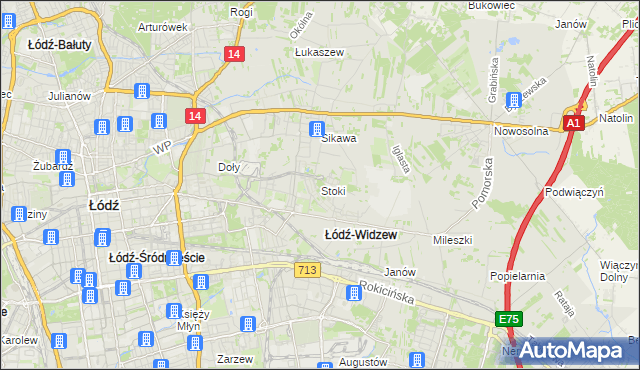 mapa Stoki gmina Łódź, Stoki gmina Łódź na mapie Targeo