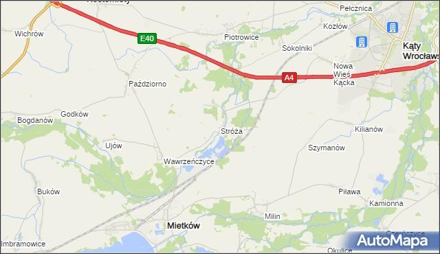 mapa Stróża gmina Mietków, Stróża gmina Mietków na mapie Targeo