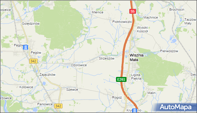 mapa Strzeszów gmina Wisznia Mała, Strzeszów gmina Wisznia Mała na mapie Targeo