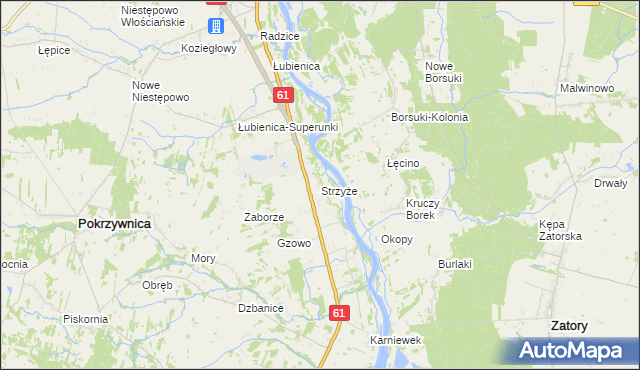 mapa Strzyże gmina Pokrzywnica, Strzyże gmina Pokrzywnica na mapie Targeo