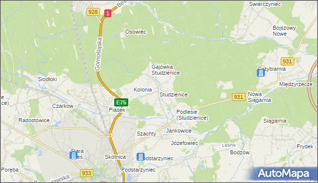 mapa Studzienice gmina Pszczyna, Studzienice gmina Pszczyna na mapie Targeo
