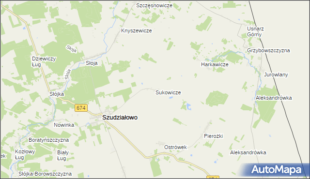 mapa Sukowicze, Sukowicze na mapie Targeo