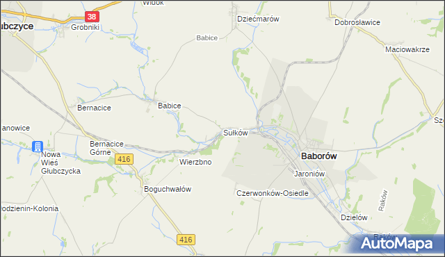 mapa Sułków gmina Baborów, Sułków gmina Baborów na mapie Targeo