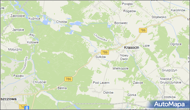 mapa Sułków gmina Krasocin, Sułków gmina Krasocin na mapie Targeo