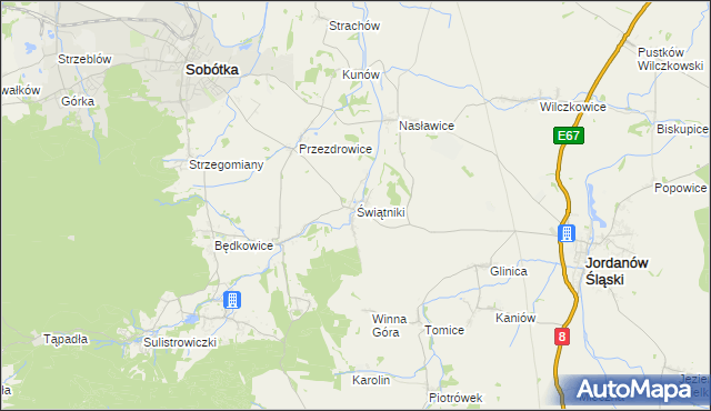 mapa Świątniki gmina Sobótka, Świątniki gmina Sobótka na mapie Targeo