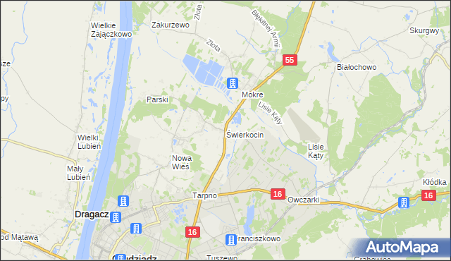 mapa Świerkocin gmina Grudziądz, Świerkocin gmina Grudziądz na mapie Targeo