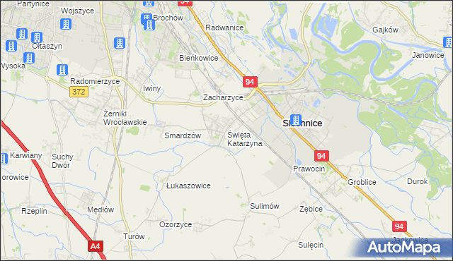 mapa Święta Katarzyna gmina Siechnice, Święta Katarzyna gmina Siechnice na mapie Targeo
