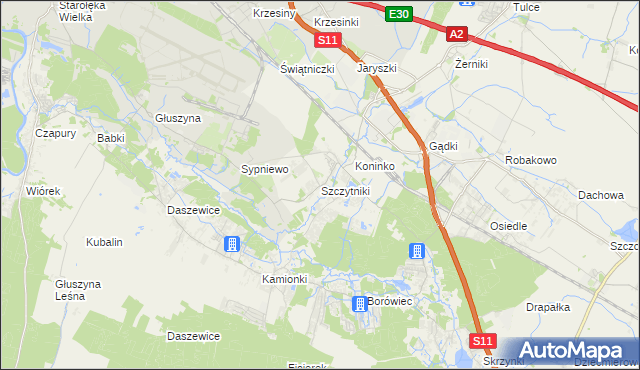 mapa Szczytniki gmina Kórnik, Szczytniki gmina Kórnik na mapie Targeo