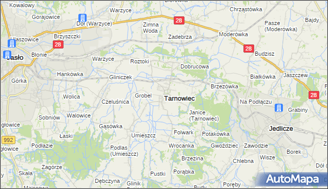 mapa Tarnowiec powiat jasielski, Tarnowiec powiat jasielski na mapie Targeo