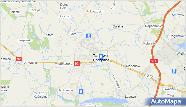 mapa Tarnowo Podgórne, Tarnowo Podgórne na mapie Targeo
