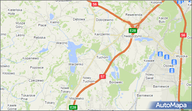 mapa Tuchom, Tuchom na mapie Targeo
